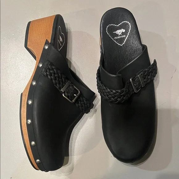 Rocket Dog Black Clog Mules with Braided Strap - Picture 1 of 4